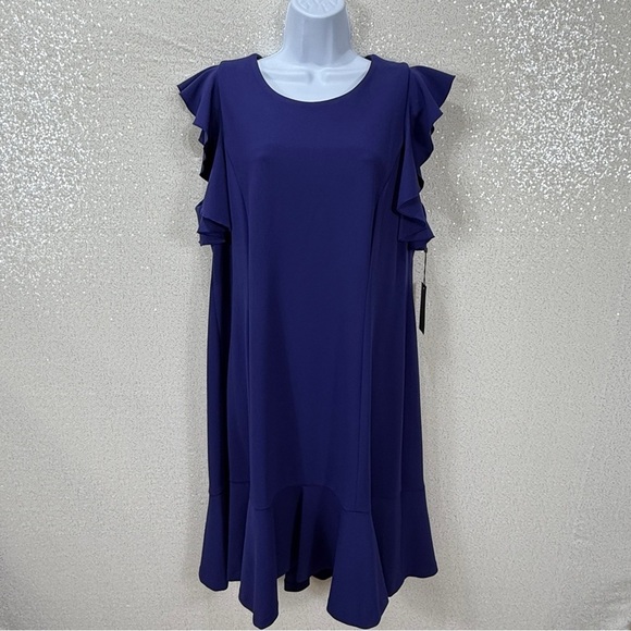 Tommy Hilfiger Ruffle-Sleeve Fit & Flare Dress – Size 16 - Picture 1 of 9